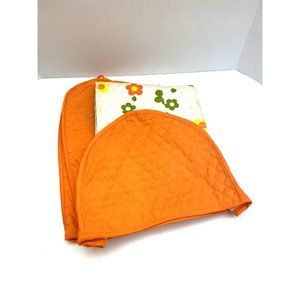 Vintage Blender, Toaster, Toaster Oven cover, Orange Quilted, Flower quilted MCM